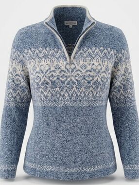 Vintage Northern Reflections Fair Isle Quarter Zip Blue Women's Sweater Size XL